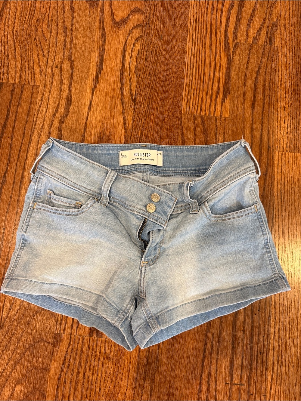 Hollister Washed Light Blue Denim Cutoff Shorts size 27. Great condition.